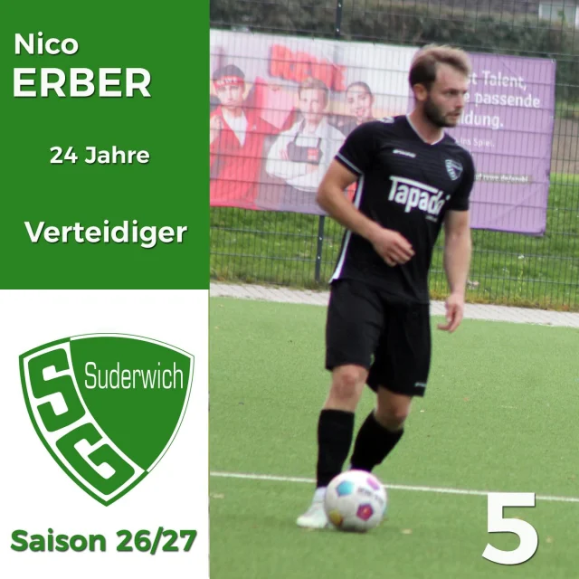 #erste #saison2627 #kader #abwehr #ursurker

Heute blicken wir einmal auf die Jungs vor unseren Keepern – und starten direkt mit einem absoluten Ur-Surker 💚🤍💪

@nico01_87 unterschrieb quasi seinen ersten Vertrag bei der SG schon im Kindergarten 😉 Mit gerade einmal 4 Jahren begann Ende 2005 sein Abenteuer bei der SG 🔥und seitdem gibt es nur einen Verein 💚

In der Saison 19/20 feierte der heute 24-Jährige beim Trainerdebüt von Christoph bei der SG Castrop als Teilsenior sein Debüt in der Bezirksliga – und hatte direkt seinen Anteil daran, dass wir uns mit einem 2:2 in die Corona-Pause verabschiedeten 👌😷

In der Saison 21/22 kamen weitere 17 Einsätze in der Bezirksliga hinzu. Doch auch Nico konnte nicht verhindern, dass am Ende zwei Punkte zum Klassenerhalt fehlten 😔

Danach wurde er immer wieder von Verletzungen zurückgeworfen. Erst in der Saison 23/24 sammelte er in der Zweiten in der B-Liga wieder Spielpraxis. Auch in der vergangenen Saison reichte es verletzungsbedingt leider nur für einige Einsätze in der Ersten 🥺

Insgesamt kommt Nico bisher auf 63 Einsätze im Seniorenbereich:
41 davon für die Erste in der Bezirksliga und Kreisliga A sowie 22 Spiele in der B-Liga ⚽️

In dieser Saison ist er seit dem 5. Spieltag endlich wieder voll einsatzfähig und ein wichtiger Faktor für unsere starke Defensive 💪
Beinahe hätte er im Topspiel in Waltrop sogar seinen ersten Saisontreffer erzielt – doch sein Kopfball landete am Innenpfosten 🤯

Umso größer ist die Freude, wieder regelmäßig auf dem Platz zu stehen:
„Die verletzungsintensive Zeit war echt schwierig, aber ich habe mich mit viel Geduld und kleinen Fortschritten immer wieder zurückgekämpft“ 🙋‍♂️

Und genau das zahlt sich jetzt aus:
„Umso besser fühlt es sich an, wieder konstant spielen zu können. Die aktuelle Saison gibt mir einfach ein richtig gutes Gefühl 💪“

Wir freuen uns riesig, Nico weiter bei uns in Surk zu haben, wünschen ihm vor allem, dass er verletzungsfrei bleibt 🍀 und weiterhin so kompromisslos in den Zweikämpfen ist 🔥
