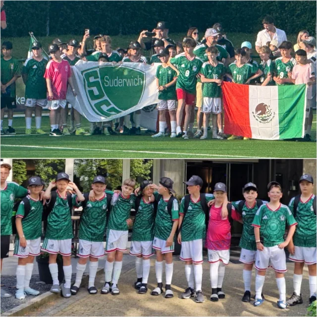 #jugend #djugend #turnier #wm #ballfreunde

Grün-Weiß ist Trumpf 💚🤍 So passte es gut ins Bild, dass unsere D-Jugend am WE bei einem von @ballfreunde.official organisierten Jugendturnier in den Niederlanden als Team „México“ 🇲🇽 antrat ⚽️

Unser Trainerteam war voll des Lobes über das Turnier und so sprach Tobi stellvertretend von einem „top top top organisierten Turnier, was für jede andere Mannschaft empfehlenswert ist“ 👍

Sportlich bekam es México schon in der Vorrunde mit den Schwergewichten 🇩🇪, 🇧🇷, 🇭🇷 sowie dem Überraschungsteam aus 🇯🇵 zu tun. 

Am Ende reichte es in dieser Hammergruppe leider nur zu Platz 4, die drei weiterkommenden Teams aus unserer Gruppe machten den Turniersieg am Ende unter sich aus 😳und so schlug Japan im Finale Deutschland mit 2:1. Ein besonderer Glückwunsch an den @vfb_05_koeln_jugend 👏

Für unsere Jungs ging es somit um die Plätze 9 bis 12 weiter und hier zeigten sie wahre KO-Künste 💪 Zunächst gab es einen klaren 5:0-Erfolg über 🇳🇴 und abschließend ein 4:3 über die 🇳🇱👏

Somit belegte 🇲🇽 am Ende Platz 9 der 15 teilnehmenden U12-Teams 🙏 wobei insgesamt sogar 120 Teams am Wochenende aktiv waren⚽️

Und es war wohl für alle ein tolles Erlebnis 💪