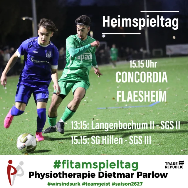 #senioren #meisterschaft #fitamspieltag #heimspiel #wirsindsurk 

Heute erwartet uns nur ein Heimspiel an der Lülfstrasse 😳 an den kommenden beiden Spieltagen spielen unsere Teams leider nicht alle zusammen entweder zu Hause oder auswärts 🤷‍♂️

Unsere Erste empfängt um 15.15 den „inoffiziellen“ Tabellenführer @flaesheimerjungs - beide Teams gewannen ihre ersten beiden Spiele und zogen unter der Woche in die 3. Pokalrunde ein 👏

Es ist erst das 3. Heimspiel gegen Flaesheim in diesem Jahrtausend und es wird nach einem 0:0 in der Saison 23/24 endlich Zeit für den ersten Heimsieg 🍀💪

Unsere Zweite spielt um 13.15 Uhr bei @bwwldiezwote . Beide Teams verloren jeweils 2:4 gegen Bertlich, Langenbochum holte allerdings letzte Woche beim 4:3 über den @fcleusberg1962 die ersten 3 Punkte. 🙋‍♂️

Unsere Dritte ist um 15 Uhr krasser Außensseiter bei der SG Hillen. Die Erste von Hillen spielt nun schon ihr viertes Jahr nur noch in der Kreisliga C, ist aber nach zwei Siegen derzeit Tabellenführer 🤷‍♂️

Kommt vorbei und unterstützt unsere Jungs 💚🤍⚽️🍀💪

@prematch @traderepublic_de
